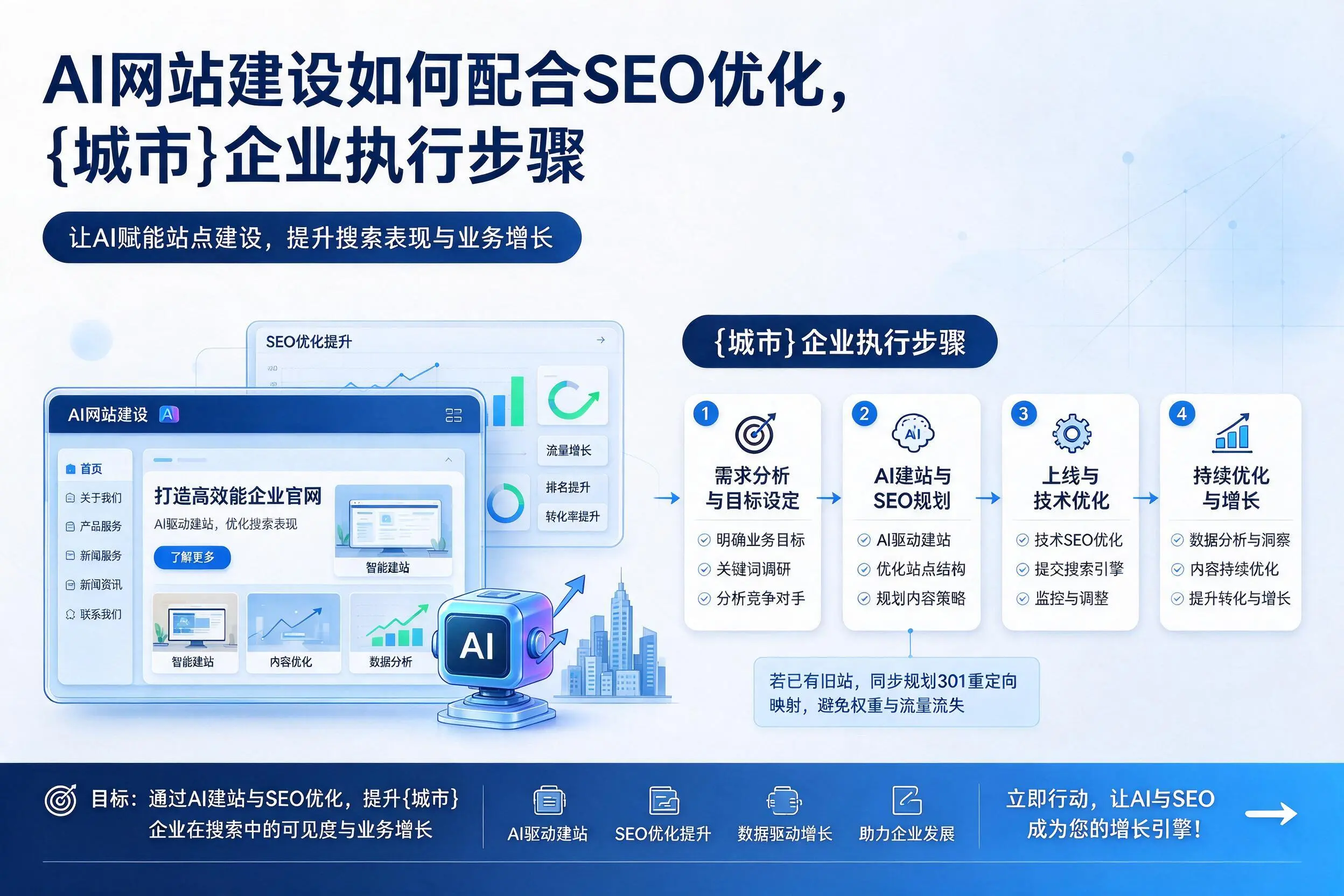 AI网站建设如何配合SEO优化,南昌企业执行步骤