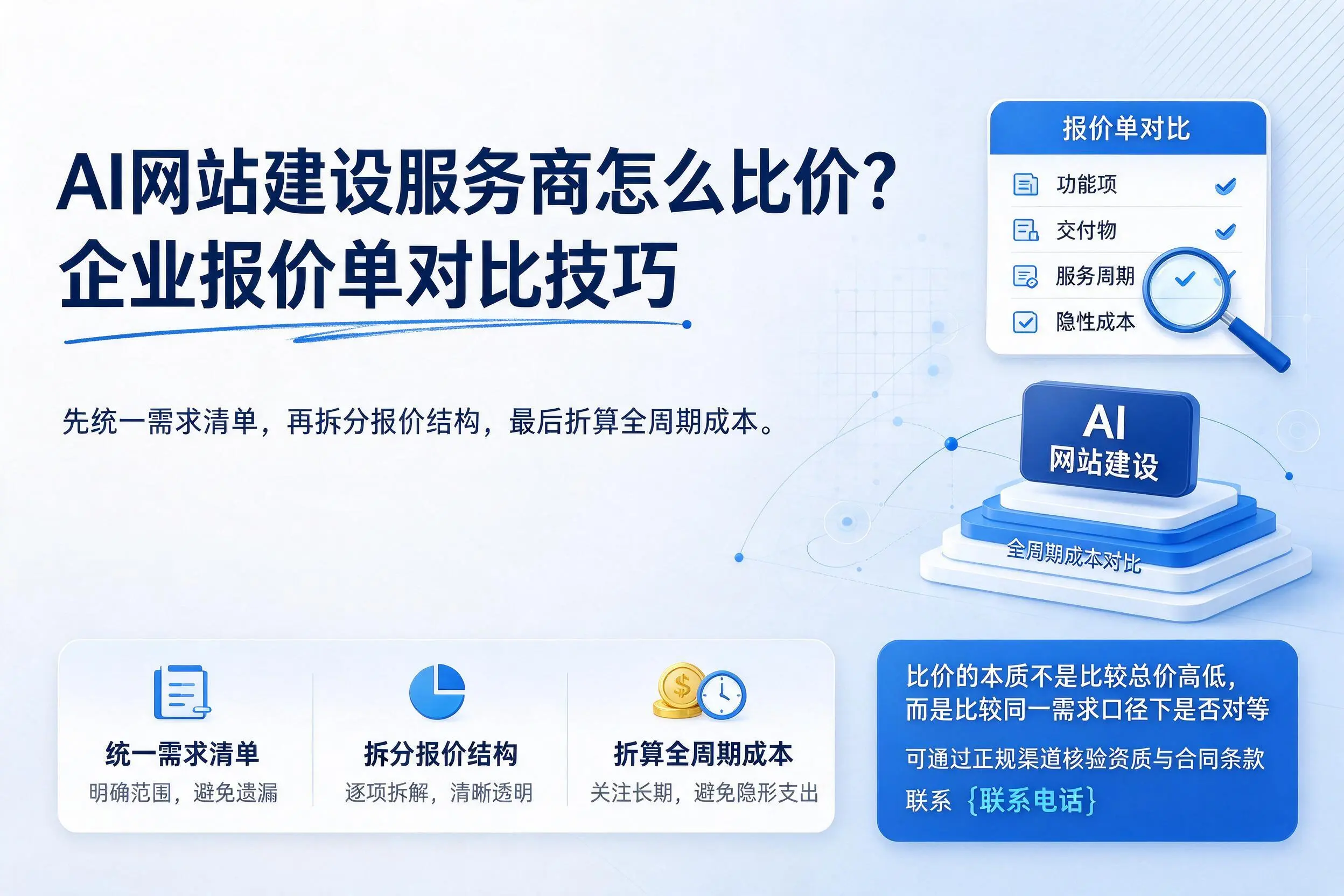 AI网站建设服务商怎么比价?南昌企业报价单对比技巧