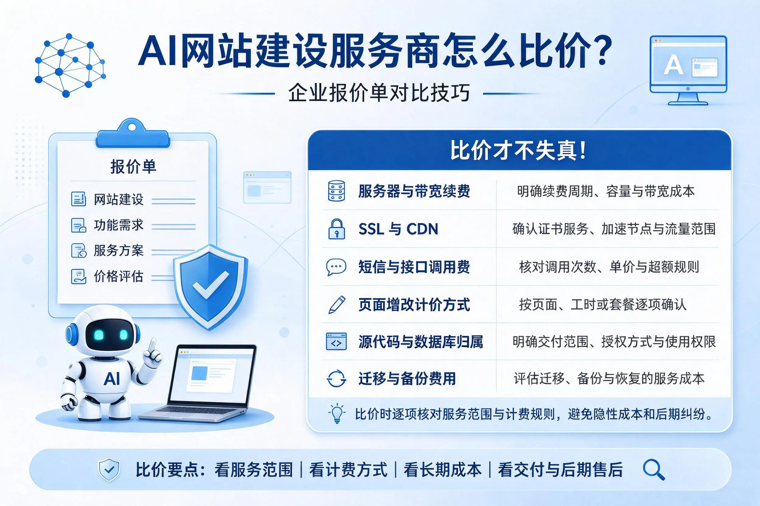AI网站建设服务商怎么比价?南昌企业报价单对比技巧