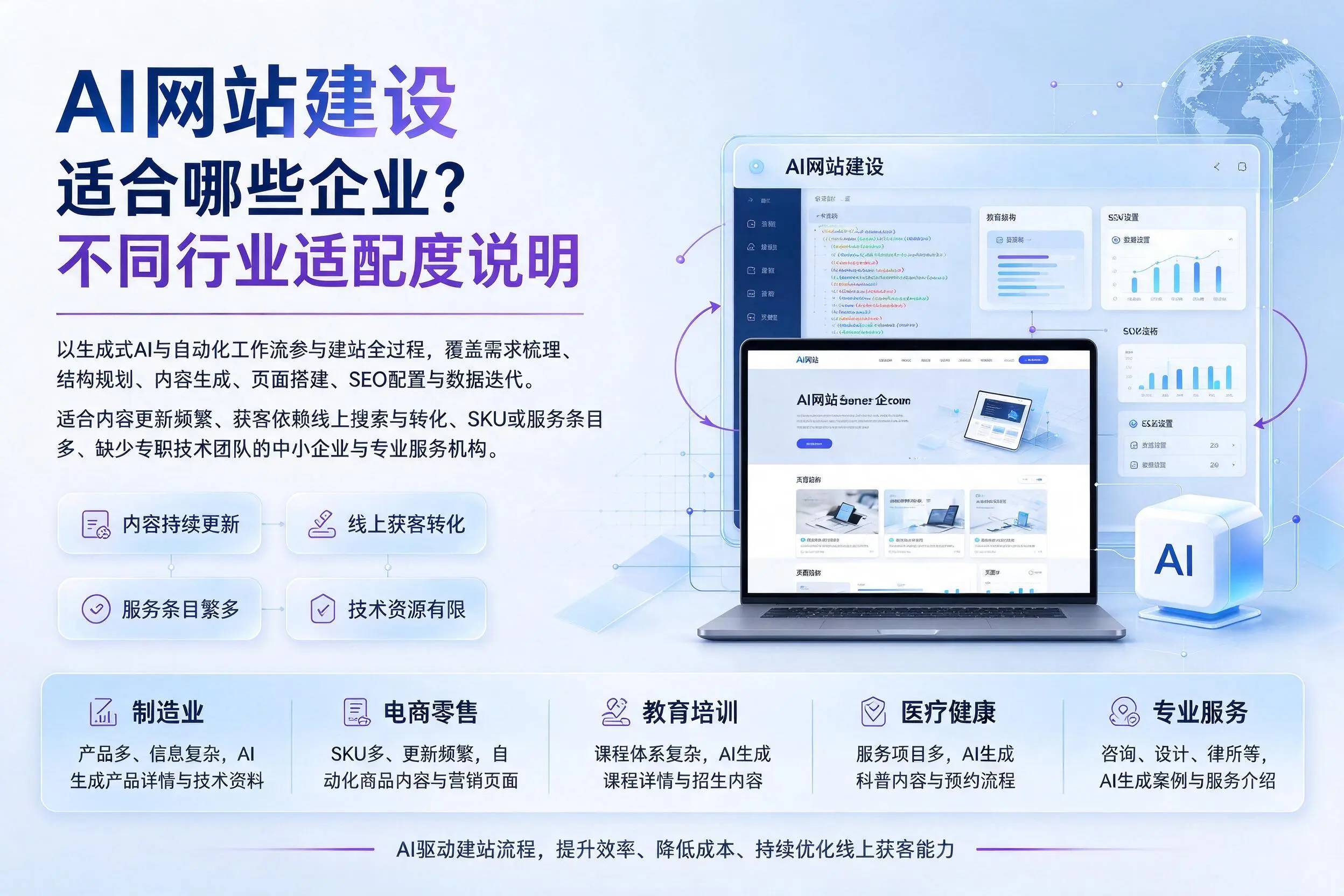 AI网站建设适合哪些企业？南昌不同行业适配度说明